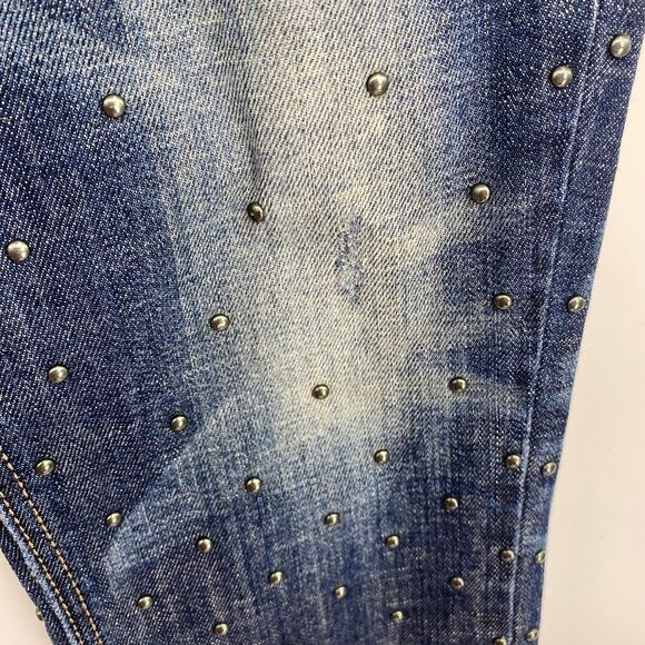 Karen Millen Jeans Women’s 4 Studded Tappered Punk Goth Mid Rise Distressed - Picture 6 of 13